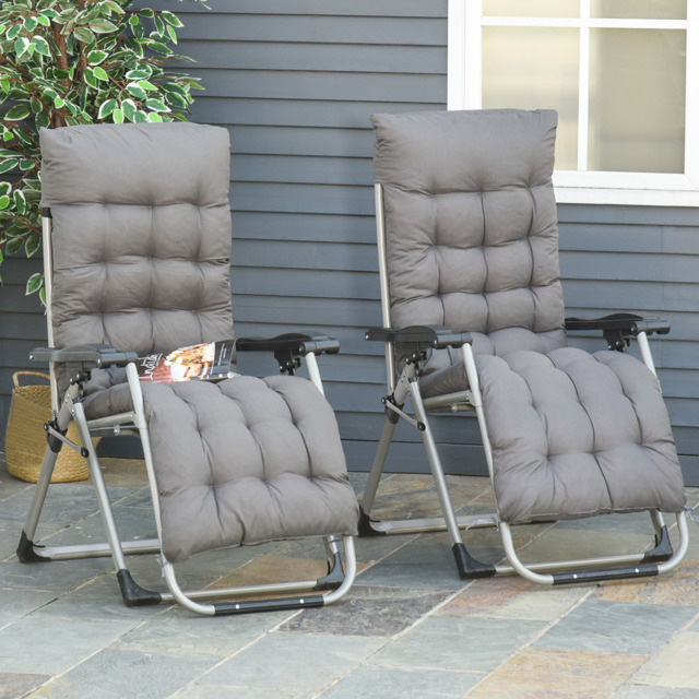 Outsunny Set of 2 Dark Grey Zero Gravity Folding Recliner Chair - Size: 1 Seater - Wilko - image 1