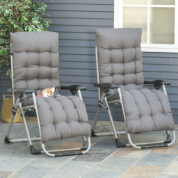 Outsunny Set of 2 Dark Grey Zero Gravity Folding Recliner Chair - Size: 1 Seater - Wilko - thumbnail 1