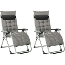 Outsunny Set of 2 Dark Grey Zero Gravity Folding Recliner Chair - Size: 1 Seater - Wilko - thumbnail 3