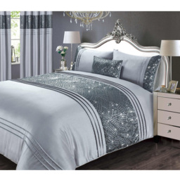 Rapport Home Charleston Grey Eyelet Curtains 66 x 72 cm - Size: W 66cm x D 72cm - Silver - Wilko - thumbnail 3