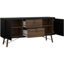 Florence Ry 2 Door 2 Drawer Matt Black and Walnut Sideboard - Furniture To Go - Wilko - thumbnail 5