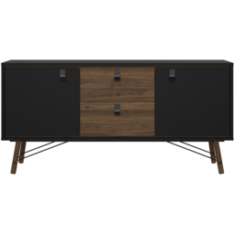 Florence Ry 2 Door 2 Drawer Matt Black and Walnut Sideboard - Furniture To Go - Wilko - thumbnail 4