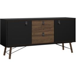 Florence Ry 2 Door 2 Drawer Matt Black and Walnut Sideboard - Furniture To Go - Wilko - thumbnail 3