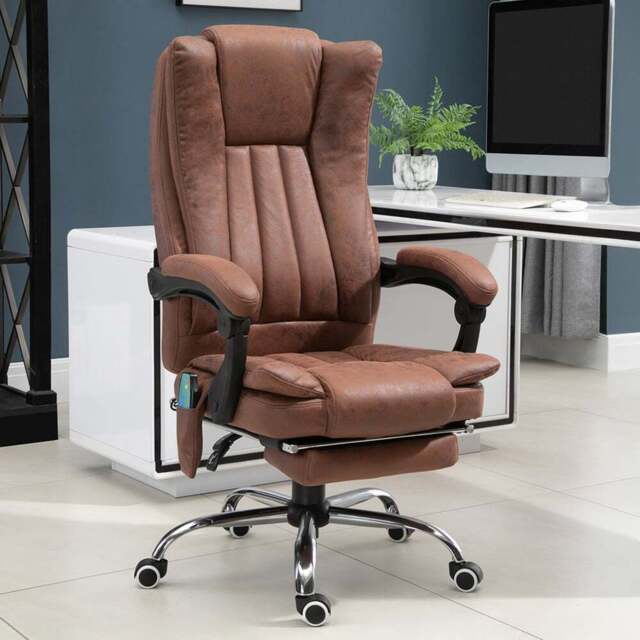 Portland Brown Vibration Massage and Heat High Back Office Chair - Size: 120 x 70 x 62cm - Wilko - image 1