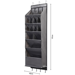 H&O Direct 16 Slot Black Hanging Shoe and Bag Organiser - Size: 117 x 42 x 17cm - Grey - Wilko - thumbnail 5
