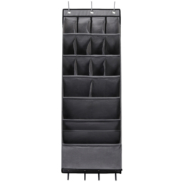 H&O Direct 16 Slot Black Hanging Shoe and Bag Organiser - Size: 117 x 42 x 17cm - Grey - Wilko - thumbnail 1