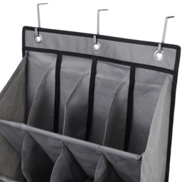 H&O Direct 16 Slot Black Hanging Shoe and Bag Organiser - Size: 117 x 42 x 17cm - Grey - Wilko - thumbnail 4