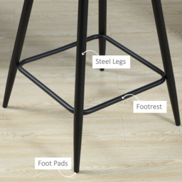 Portland Blue Velvet Touch Bar Stool Set of 2 - Wilko - thumbnail 7