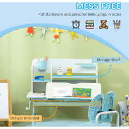 Playful Haven 2 Piece Kids Desk and Chair Set Blue - Size: 80 x 52 x 109cm - Wilko - thumbnail 6