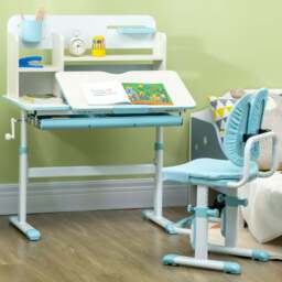 Playful Haven 2 Piece Kids Desk and Chair Set Blue - Size: 80 x 52 x 109cm - Wilko
