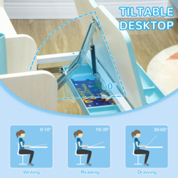 Playful Haven 2 Piece Kids Desk and Chair Set Blue - Size: 80 x 52 x 109cm - Wilko - thumbnail 5