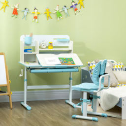 Playful Haven 2 Piece Kids Desk and Chair Set Blue - Size: 80 x 52 x 109cm - Wilko - thumbnail 3