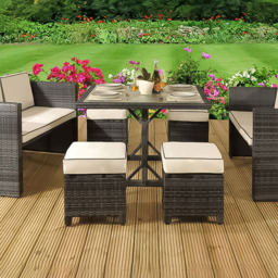 Brooklyn Rattan 8 Seater Garden Sofa Dining Set Grey - Wilko - thumbnail 3