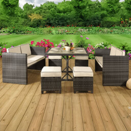 Brooklyn Rattan 8 Seater Garden Sofa Dining Set Grey - Wilko - thumbnail 1