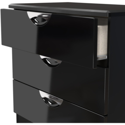 Crowndale Camden 3 Drawer Black Gloss and Black Chest of Drawers Ready Assembled - Black Gloss & Black - Wilko - thumbnail 7