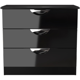 Crowndale Camden 3 Drawer Black Gloss and Black Chest of Drawers Ready Assembled - Black Gloss & Black - Wilko - thumbnail 3