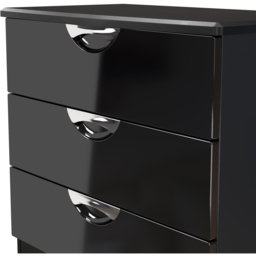 Crowndale Camden 3 Drawer Black Gloss and Black Chest of Drawers Ready Assembled - Black Gloss & Black - Wilko - thumbnail 6
