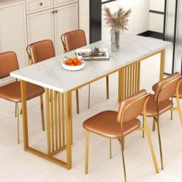 Costway 8 Seater Faux Marble Top Dining Table White - Wilko - thumbnail 1
