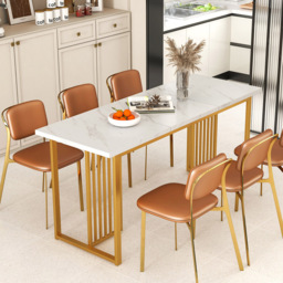 Costway 8 Seater Faux Marble Top Dining Table White - Wilko - thumbnail 5