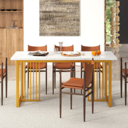 Costway 8 Seater Faux Marble Top Dining Table White - Wilko - thumbnail 4