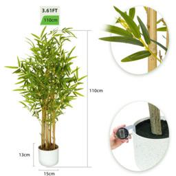 Bamboo Tree Indoor Artificial Plant 110cm - Size: 110 x 30 x 30cm - Green - MCC - Wilko - thumbnail 7