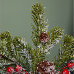 Samuel Alexander Red Berries Pinecones Frosted Foliage Christmas Tree Topper 33cm - Size: 33 x 23 x 23cm - Green / Red - Wilko - thumbnail 5