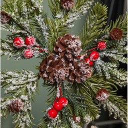 Samuel Alexander Red Berries Pinecones Frosted Foliage Christmas Tree Topper 33cm - Size: 33 x 23 x 23cm - Green / Red - Wilko - thumbnail 6