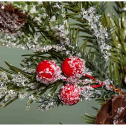 Samuel Alexander Red Berries Pinecones Frosted Foliage Christmas Tree Topper 33cm - Size: 33 x 23 x 23cm - Green / Red - Wilko - thumbnail 7