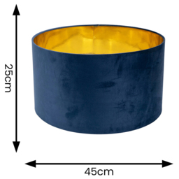 ValueLights Reni Navy Velvet and Gold Inner Large Pendant Shade - Size: 25 x 45 x 45cm - Blue - Wilko - thumbnail 5