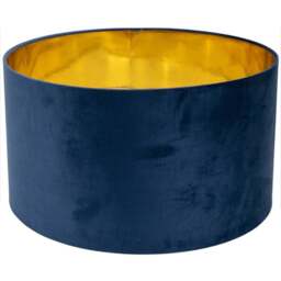 ValueLights Reni Navy Velvet and Gold Inner Large Pendant Shade - Size: 25 x 45 x 45cm - Blue - Wilko