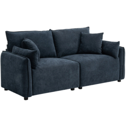 Living and Home 2 Seater Sofa Blue Chenille with Throw Pillows - Wilko - thumbnail 3