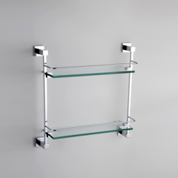 Nes Home 2 Shelf Glass Bathroom Rack - Size: 40.6 x 41.6 x 12.5cm - Clear - Wilko - thumbnail 3