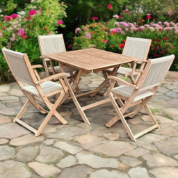 Royalcraft London 4 Seater Square Foldable Rope Bistro Set - Size: 2 Seater - Brown - Wilko - thumbnail 1