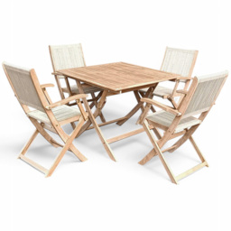 Royalcraft London 4 Seater Square Foldable Rope Bistro Set - Size: 2 Seater - Brown - Wilko - thumbnail 3