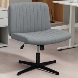 HOMCOM Grey Linen Criss Cross Tilting Office Chair - Size: 86 x 61 x 64cm - Wilko