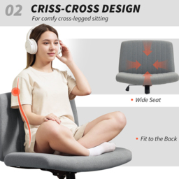 HOMCOM Grey Linen Criss Cross Tilting Office Chair - Size: 86 x 61 x 64cm - Wilko - thumbnail 6