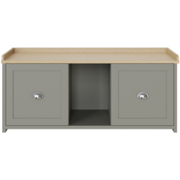 GFW Lancaster 2 Door Grey and Oak Shoe Bench - Size: 56.6 x 130 x 39.5cm - Wilko - thumbnail 4