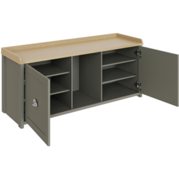 GFW Lancaster 2 Door Grey and Oak Shoe Bench - Size: 56.6 x 130 x 39.5cm - Wilko - thumbnail 5