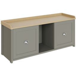 GFW Lancaster 2 Door Grey and Oak Shoe Bench - Size: 56.6 x 130 x 39.5cm - Wilko - thumbnail 3