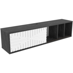 Decorotika Single Door 3 Shelf Black Marble and White Floating TV Unit - Size: 29.5 x 140 x 29.5cm - Multi - Wilko - thumbnail 4