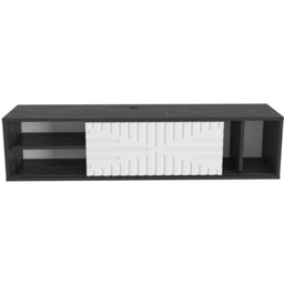 Decorotika Single Door 3 Shelf Black Marble and White Floating TV Unit - Size: 29.5 x 140 x 29.5cm - Multi - Wilko - thumbnail 3