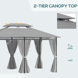 Outsunny 4 x 3m Dark Grey Metal Gazebo with Curtains - Size: 3 x 4m - Wilko - thumbnail 6