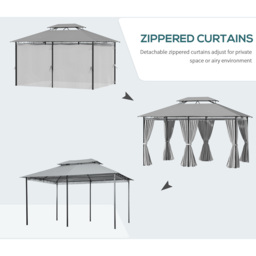 Outsunny 4 x 3m Dark Grey Metal Gazebo with Curtains - Size: 3 x 4m - Wilko - thumbnail 7
