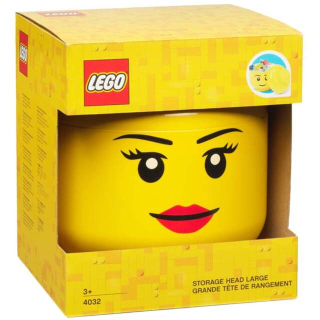 LEGO Girl Face large Storage Head - Size: 24 x 24 x 27.1cm - Yellow - Wilko - image 1