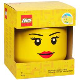 LEGO Girl Face large Storage Head - Size: 24 x 24 x 27.1cm - Yellow - Wilko