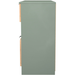 Crowndale Bora 4 Drawer 2 Shelf Gold Oak and Reed Green Wide Midi Chest - Wilko - thumbnail 4