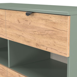 Crowndale Bora 4 Drawer 2 Shelf Gold Oak and Reed Green Wide Midi Chest - Wilko - thumbnail 7