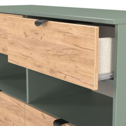 Crowndale Bora 4 Drawer 2 Shelf Gold Oak and Reed Green Wide Midi Chest - Wilko - thumbnail 6