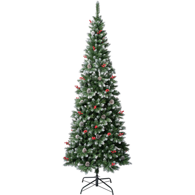 Living and Home Pine Cones and Red Berries Snow Flocked Artificial Christmas Tree 6.8ft - Multi - Wilko - image 1