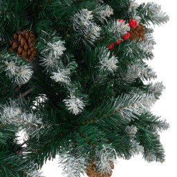 Living and Home Pine Cones and Red Berries Snow Flocked Artificial Christmas Tree 6.8ft - Multi - Wilko - thumbnail 6